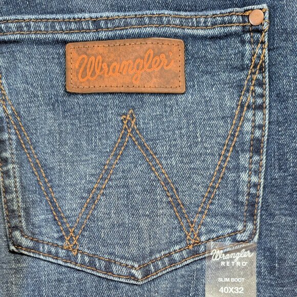 NWT Wrangler Retro Slim Bootcut Jeans 40x32 Dark Wash Western Cowboy Denim - Picture 6 of 8